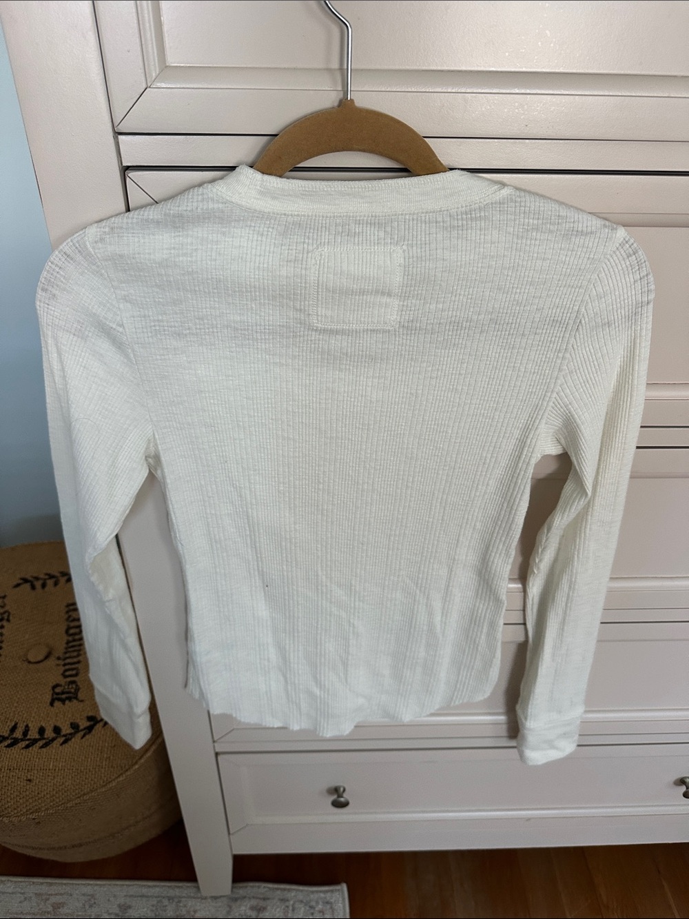 BNWT Aerie Ribbed Long Sleeve Crewneck Top - Ivory - Picture 7 of 7